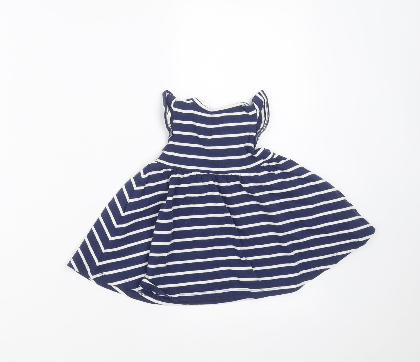Marks and Spencer Girls Blue Striped  Fit & Flare  Size 0-3 Months