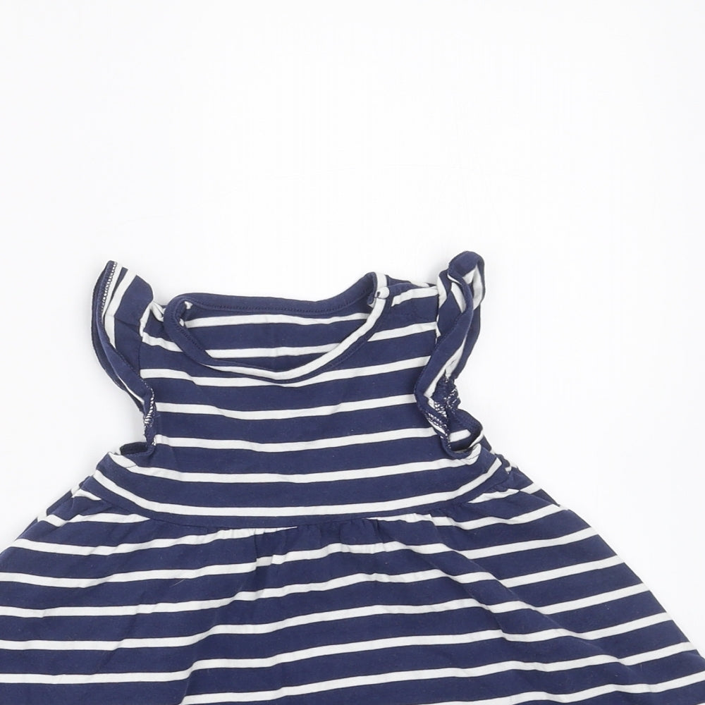 Marks and Spencer Girls Blue Striped  Fit & Flare  Size 0-3 Months