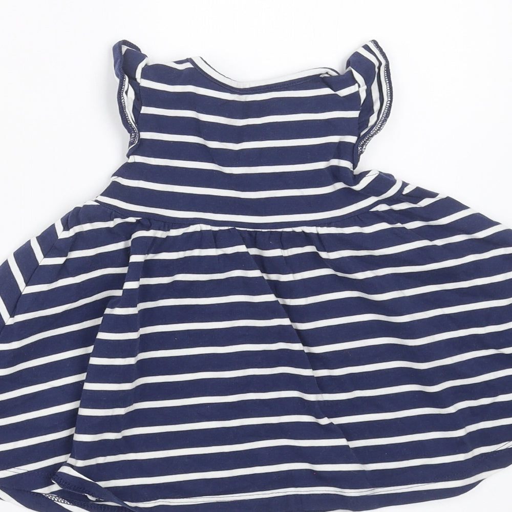 Marks and Spencer Girls Blue Striped  Fit & Flare  Size 0-3 Months
