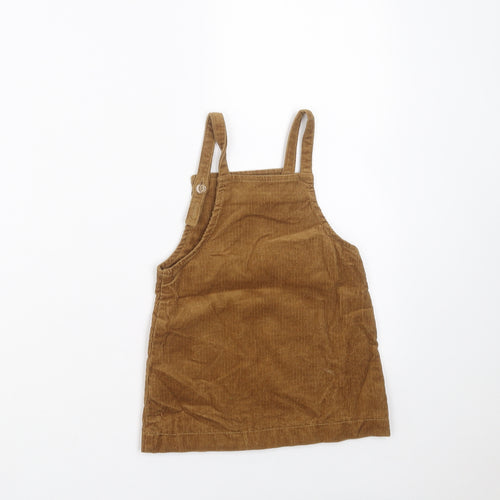 NEXT Girls Brown  Corduroy Pinafore/Dungaree Dress  Size 12-18 Months  - animal face