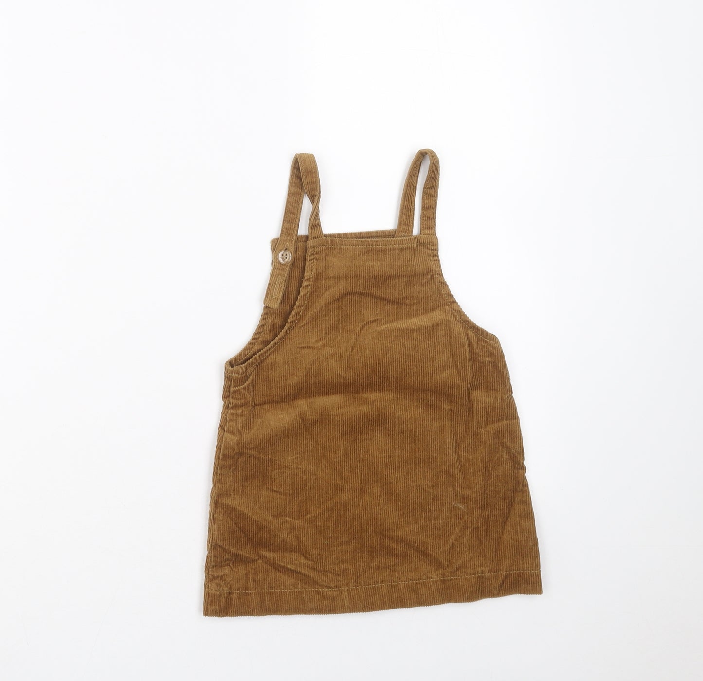 NEXT Girls Brown  Corduroy Pinafore/Dungaree Dress  Size 12-18 Months  - animal face