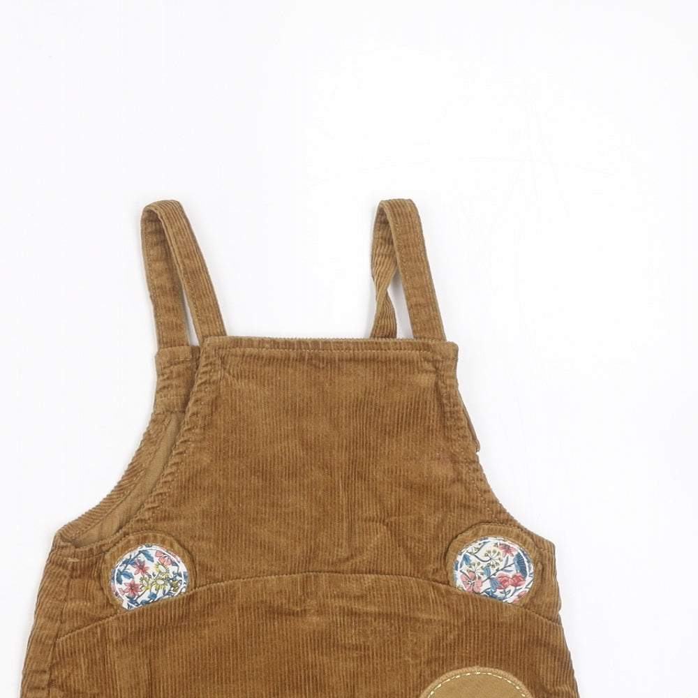 NEXT Girls Brown  Corduroy Pinafore/Dungaree Dress  Size 12-18 Months  - animal face