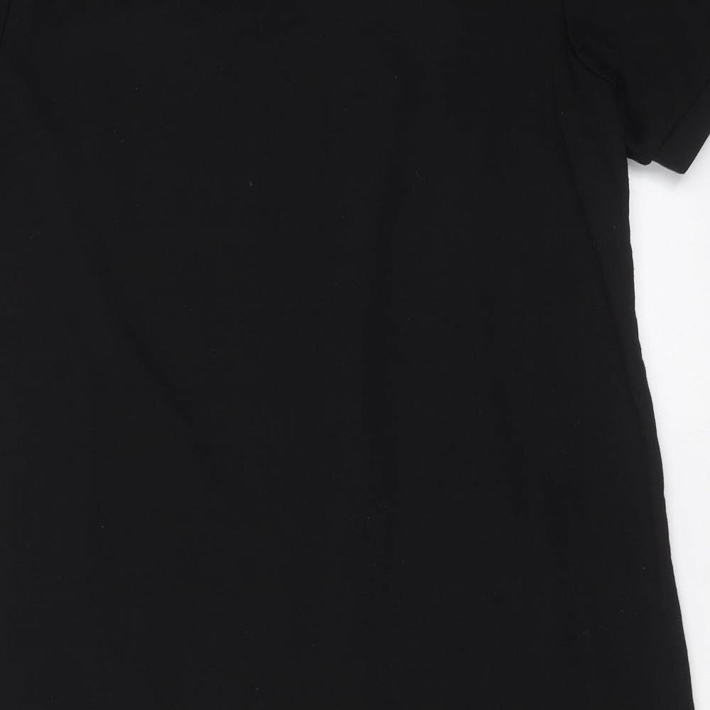 New Look Womens Black Floral  T-Shirt Dress  Size 16  - Embroidered detail