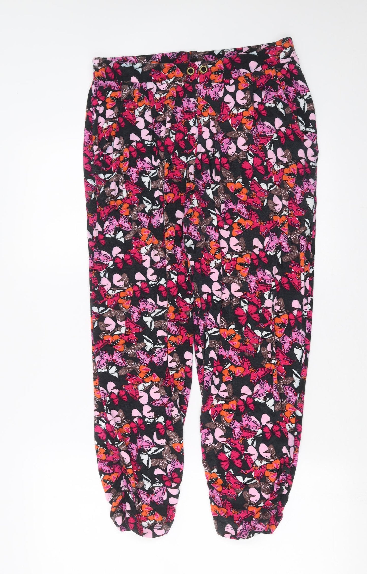 Peacocks Womens Black   Trousers  Size 14 L26 in - butterflies