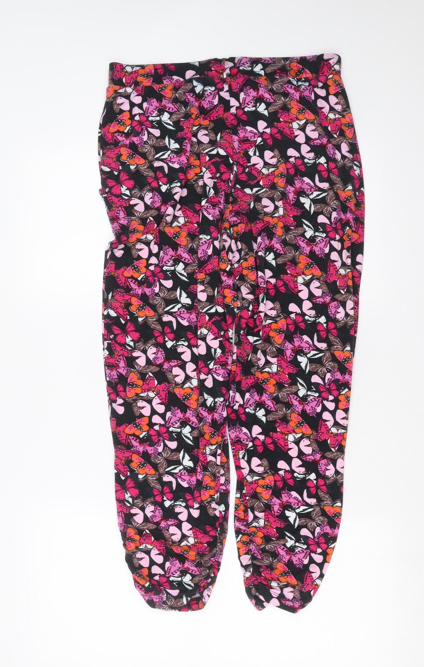 Peacocks Womens Black   Trousers  Size 14 L26 in - butterflies