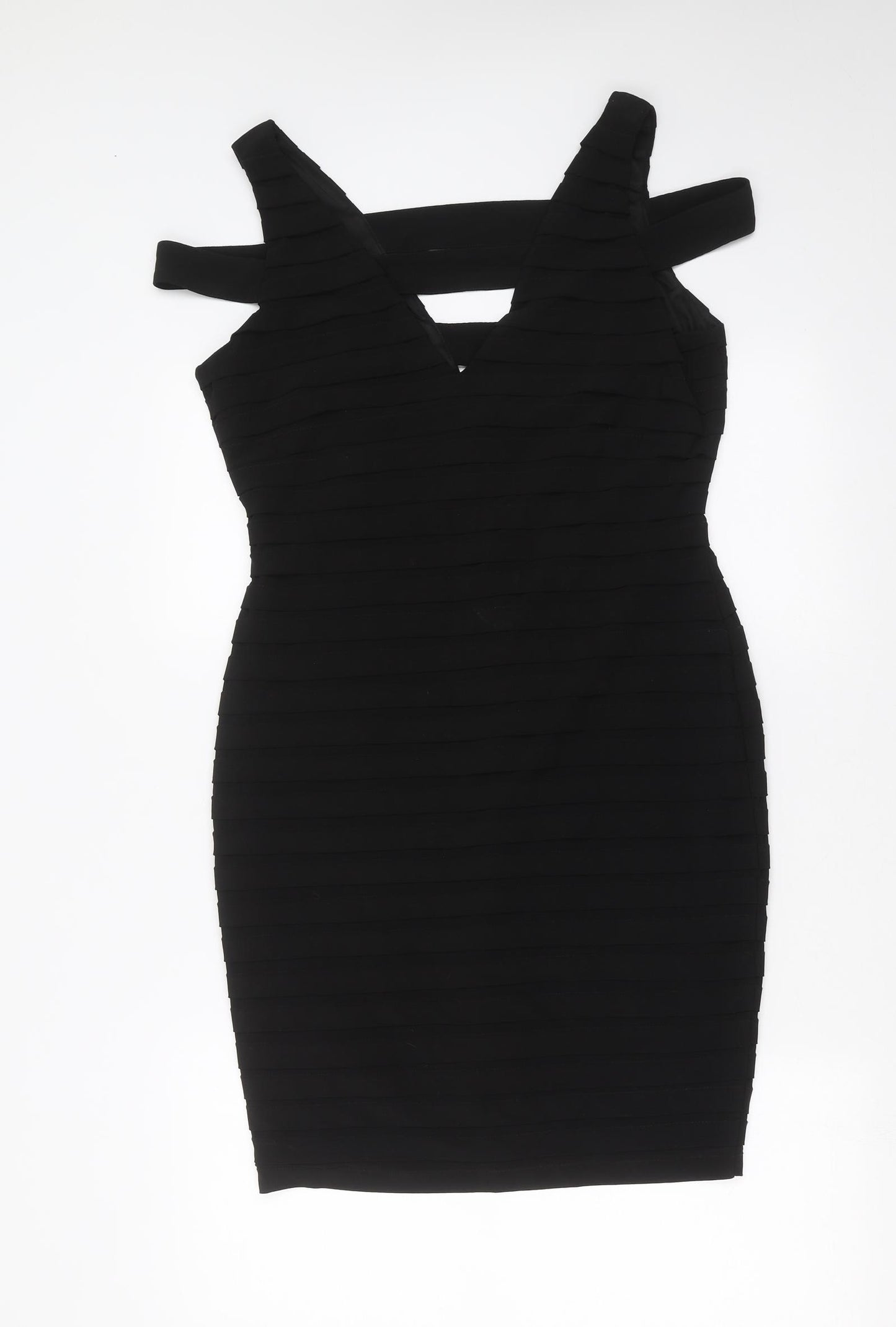 Adrianna Papell Womens Black Striped  Bodycon  Size 14