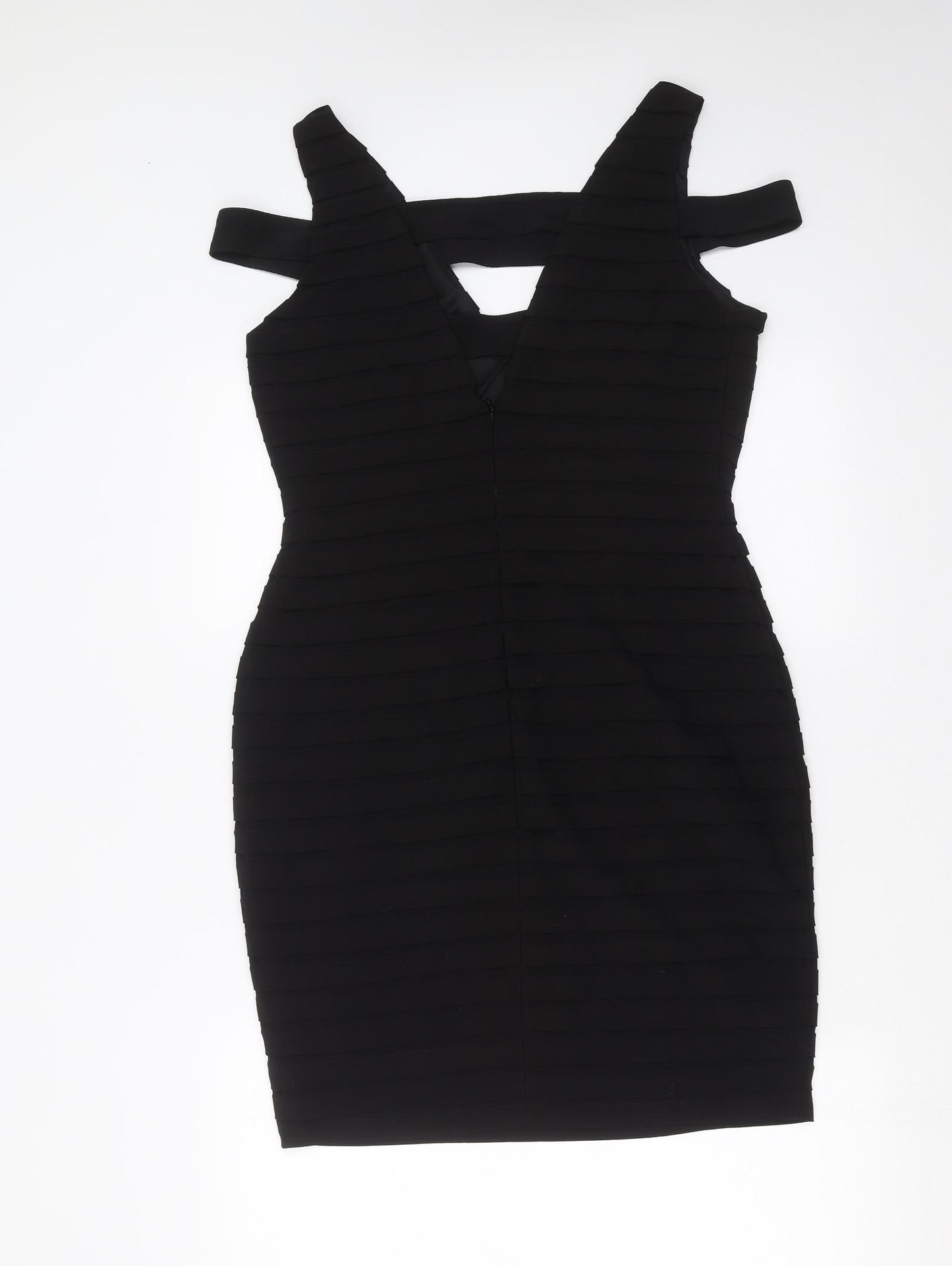 Adrianna Papell Womens Black Striped  Bodycon  Size 14