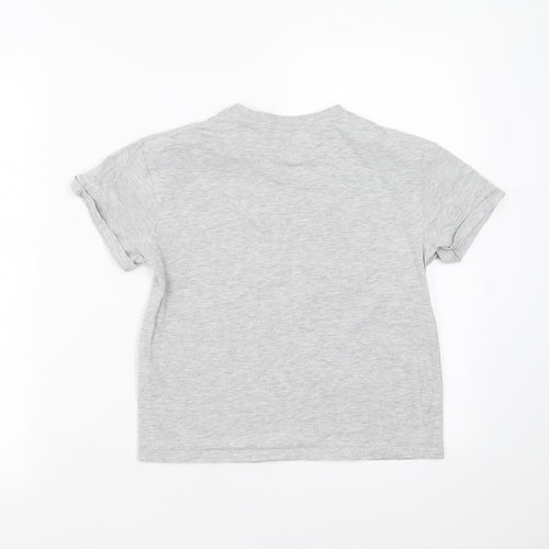 Matalan Girls Grey   Basic T-Shirt Size 6 Years  - girl power