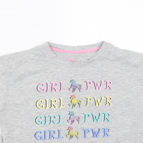 Matalan Girls Grey   Basic T-Shirt Size 6 Years  - girl power