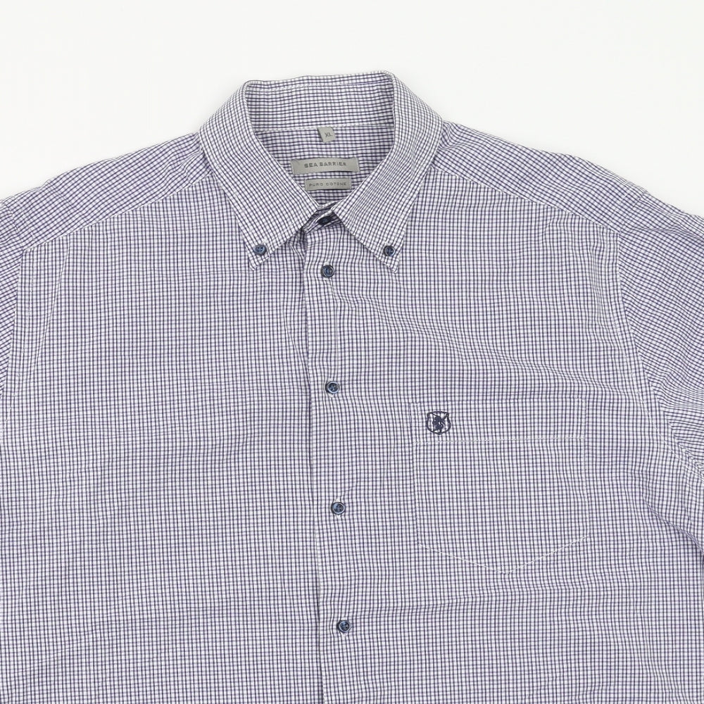 sea barrier Mens Blue Check   Button-Up Size XL