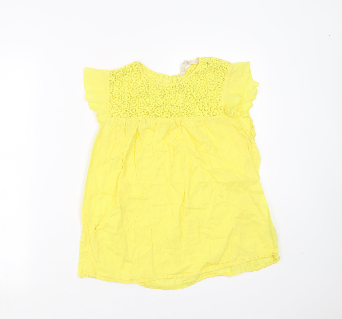 Zara Womens Yellow   Basic Blouse Size S  - crochet detail