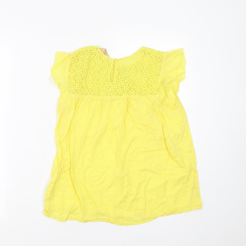 Zara Womens Yellow   Basic Blouse Size S  - crochet detail