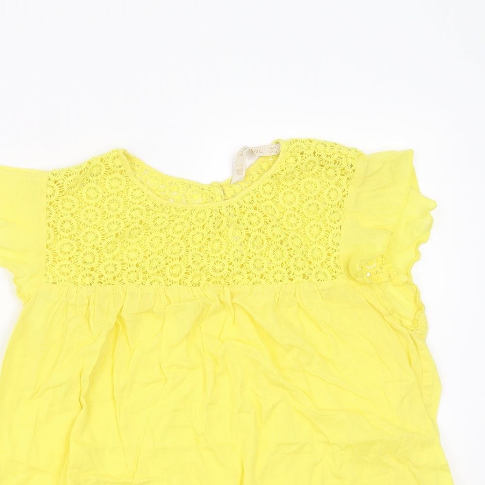 Zara Womens Yellow   Basic Blouse Size S  - crochet detail