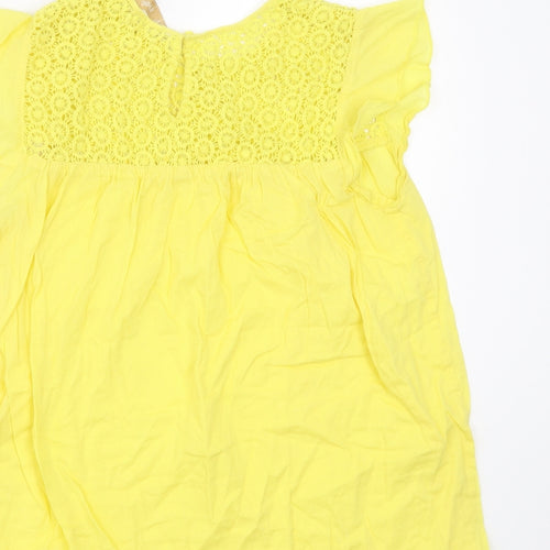 Zara Womens Yellow   Basic Blouse Size S  - crochet detail