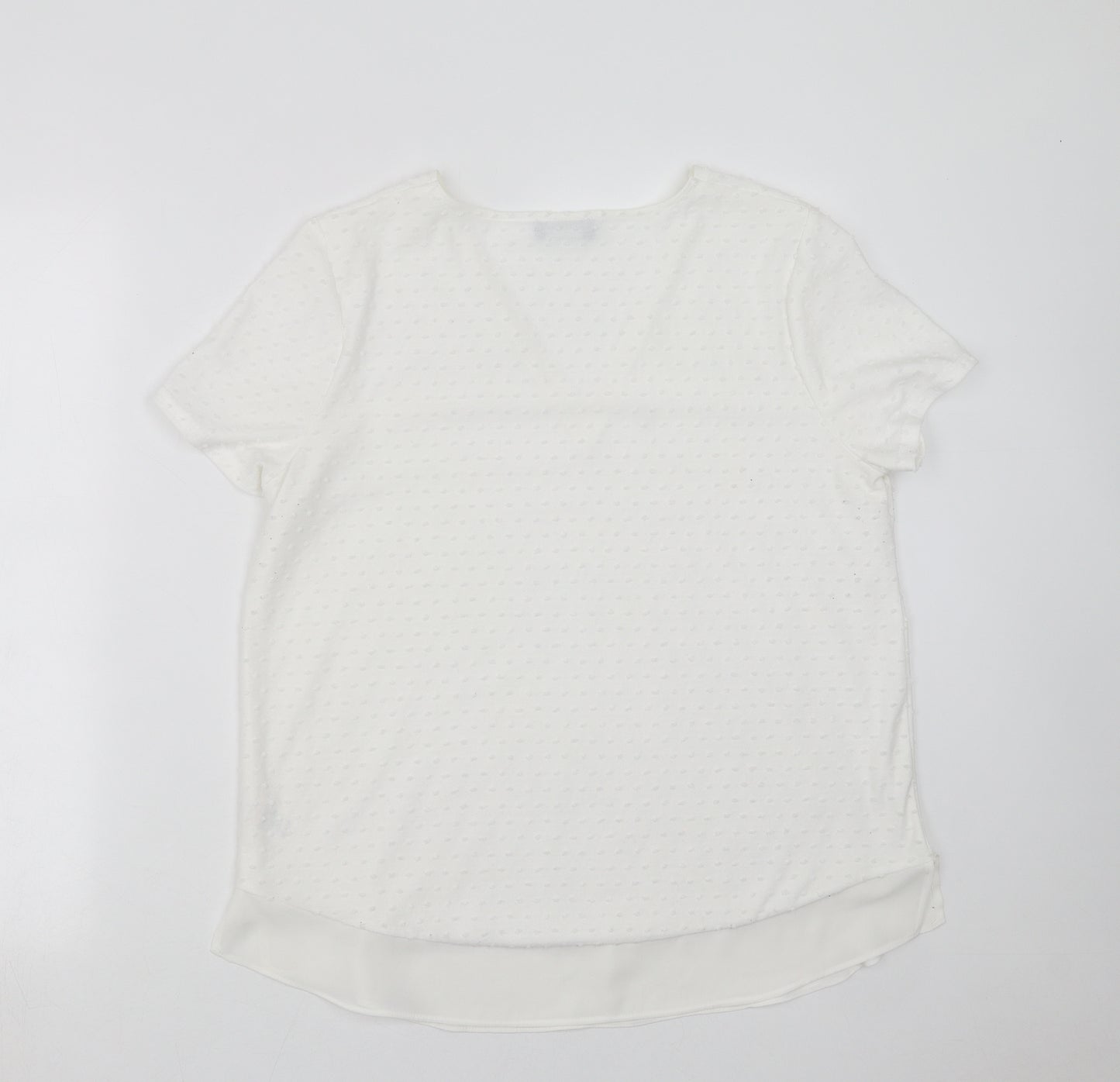 Papaya Womens White   Basic Blouse Size 14  - dotted pattern
