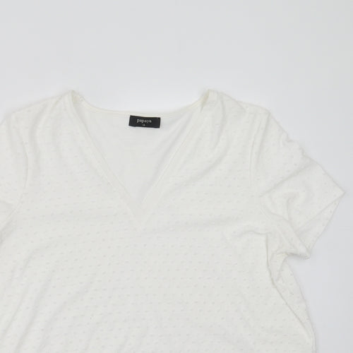 Papaya Womens White   Basic Blouse Size 14  - dotted pattern