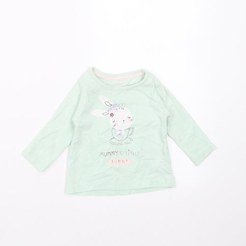 Lullaby Girls Green   Basic T-Shirt Size 0-3 Months  - rabbit
