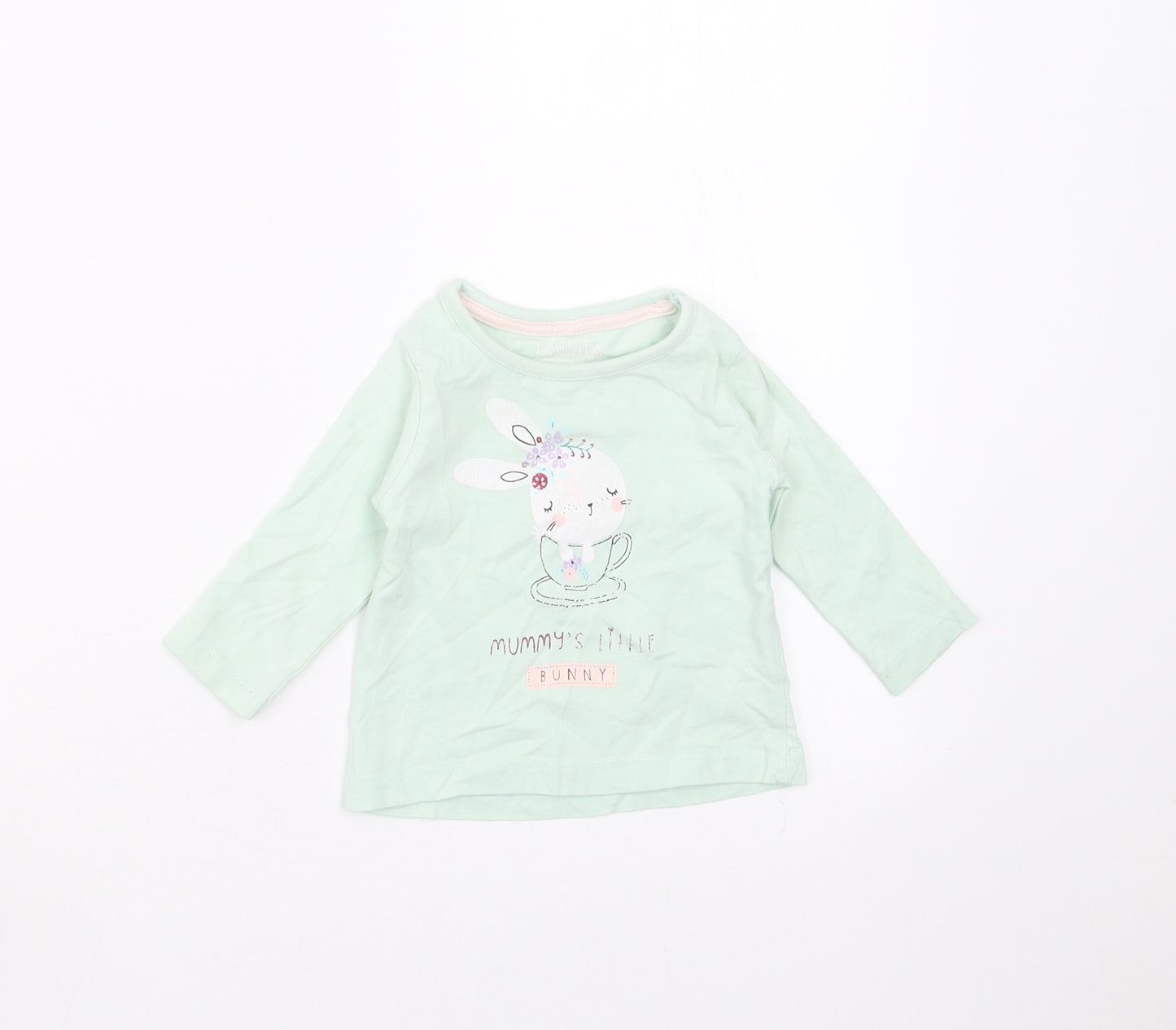 Lullaby Girls Green   Basic T-Shirt Size 0-3 Months  - rabbit