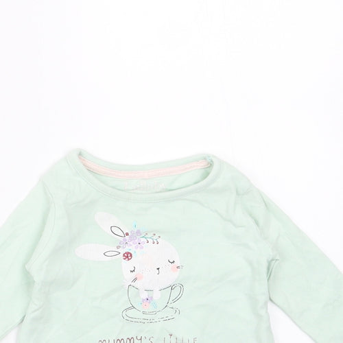 Lullaby Girls Green   Basic T-Shirt Size 0-3 Months  - rabbit