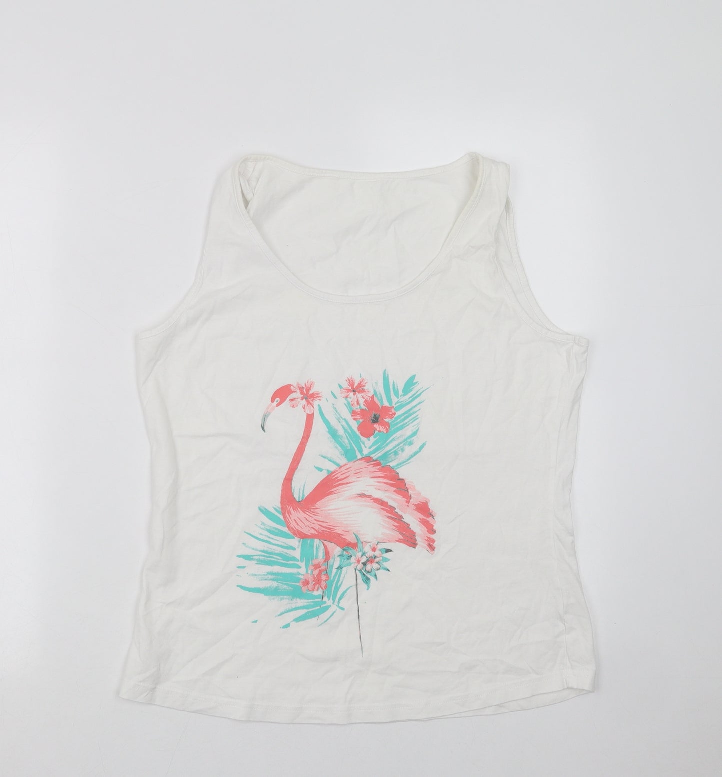 George Womens White   Basic Tank Size 12  - flamingo