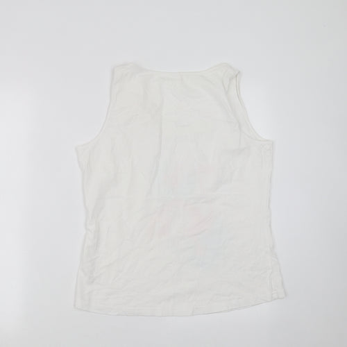 George Womens White   Basic Tank Size 12  - flamingo