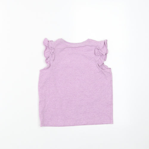 Marks and Spencer Girls Purple   Basic T-Shirt Size 4-5 Years  - bugs