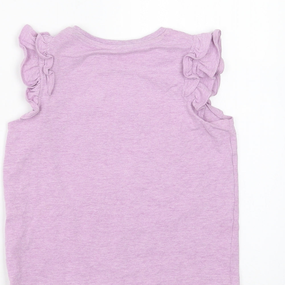 Marks and Spencer Girls Purple   Basic T-Shirt Size 4-5 Years  - bugs