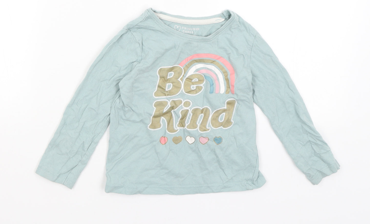 Primark Girls Blue   Basic T-Shirt Size 2-3 Years  - Be Kind