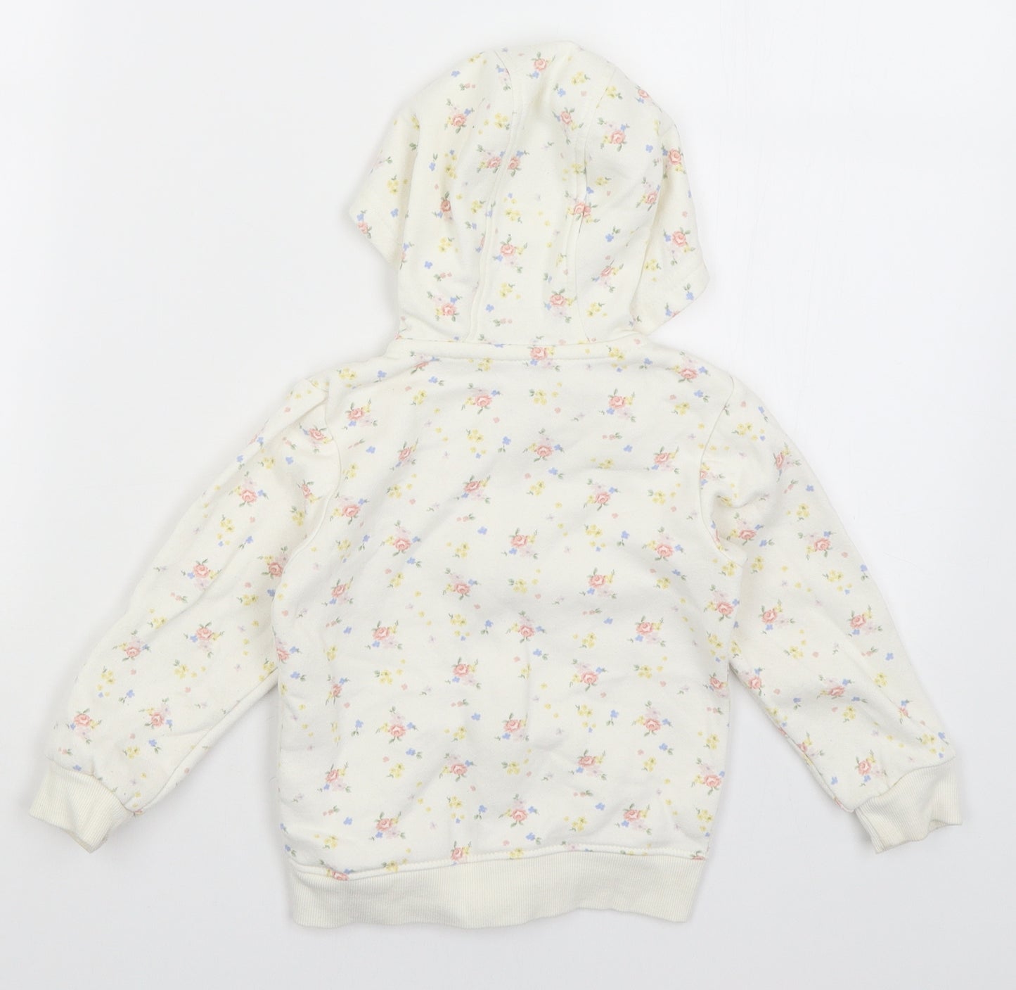 Primark Girls White Floral  Full Zip Hoodie Size 2-3 Years