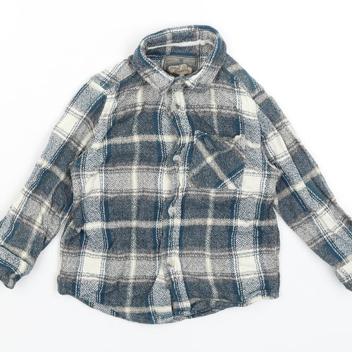 TU Boys Blue Plaid  Basic Button-Up Size 3 Years