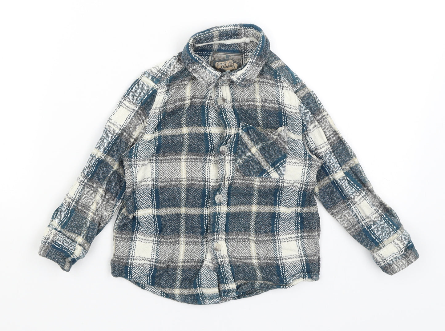 TU Boys Blue Plaid  Basic Button-Up Size 3 Years