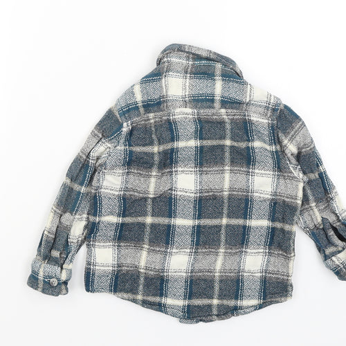 TU Boys Blue Plaid  Basic Button-Up Size 3 Years