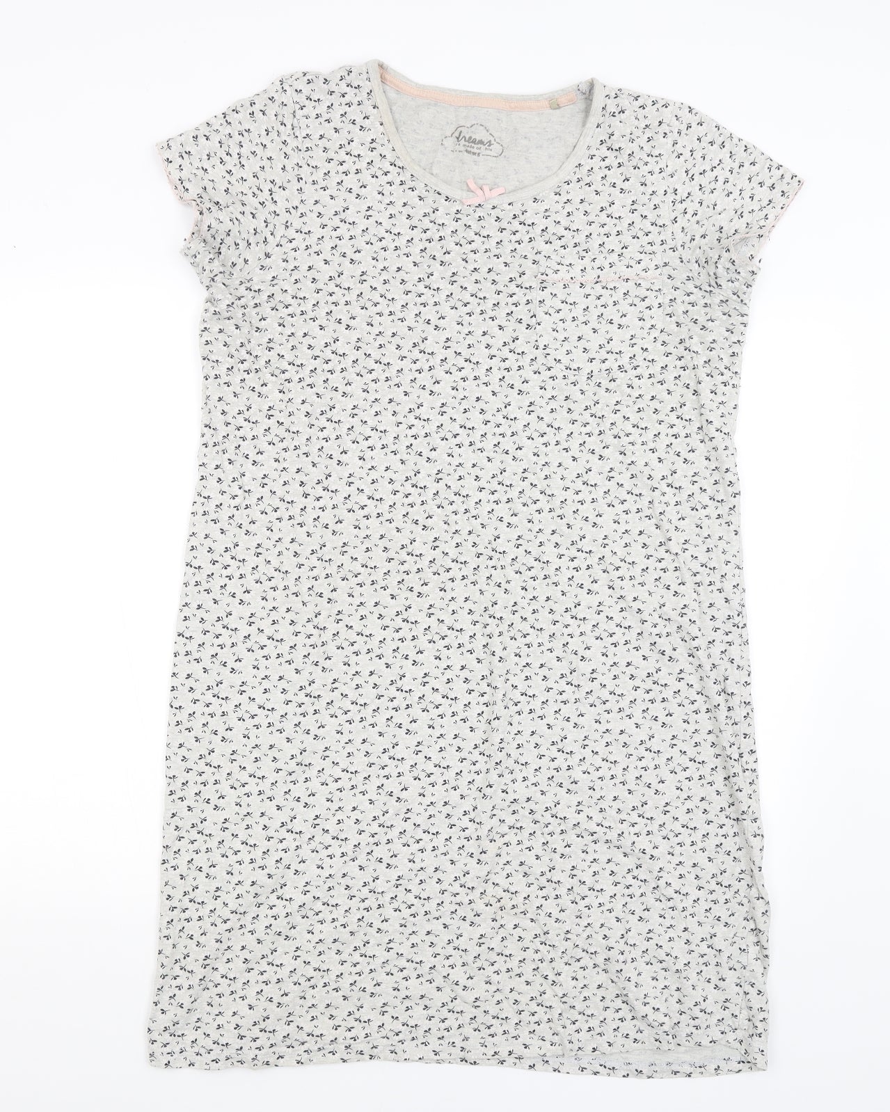 Nutmeg Womens Grey Floral  Top Nightshirt Size 12