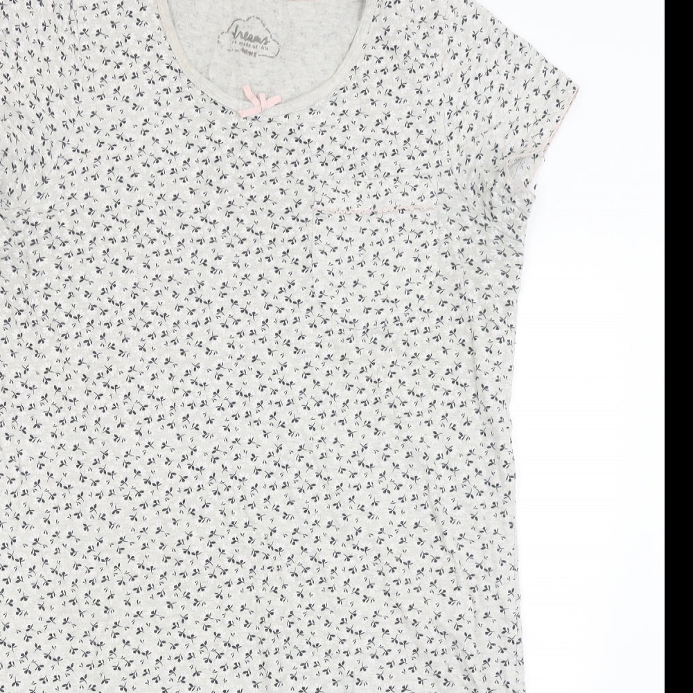 Nutmeg Womens Grey Floral  Top Nightshirt Size 12