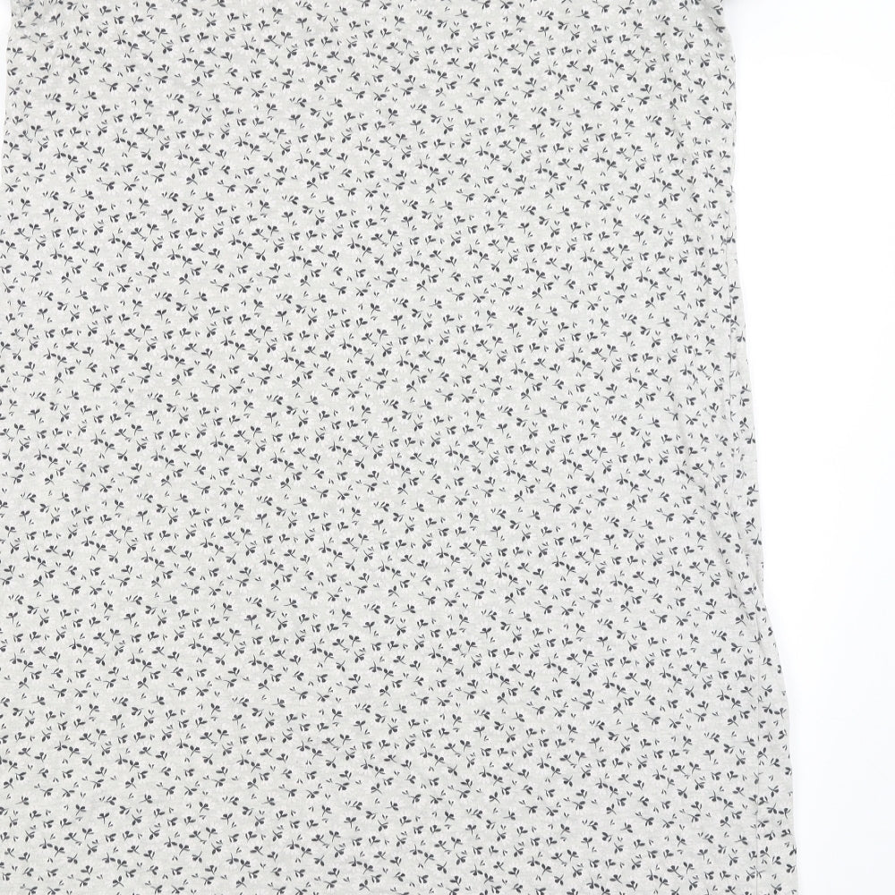Nutmeg Womens Grey Floral  Top Nightshirt Size 12