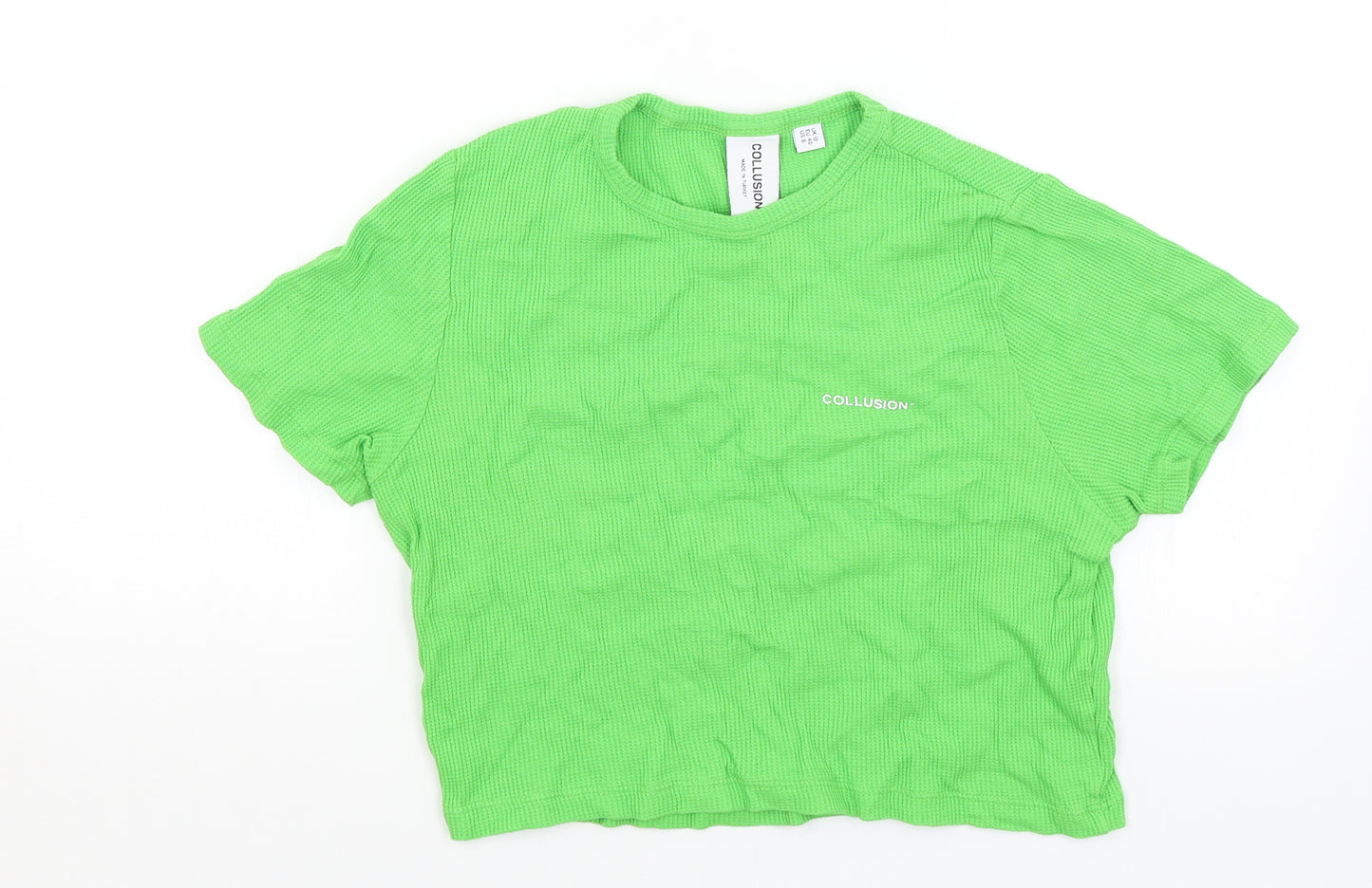 COLLUSION Womens Green   Cropped T-Shirt Size 12