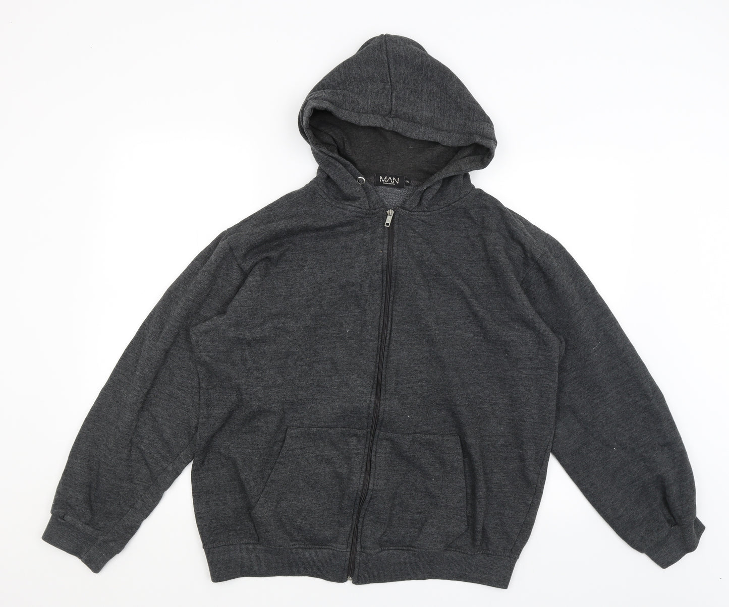 Boohoo Man Mens Grey   Full Zip Hoodie Size 2XL