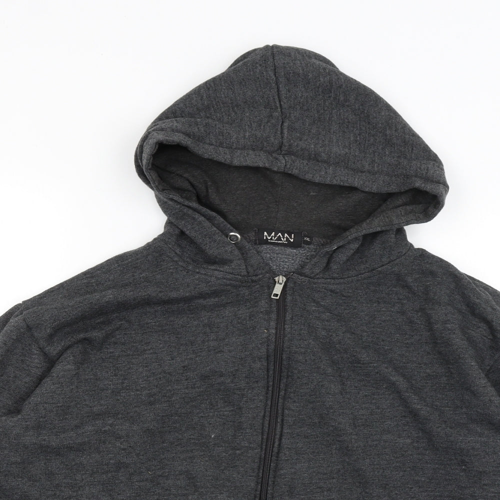 Boohoo Man Mens Grey   Full Zip Hoodie Size 2XL