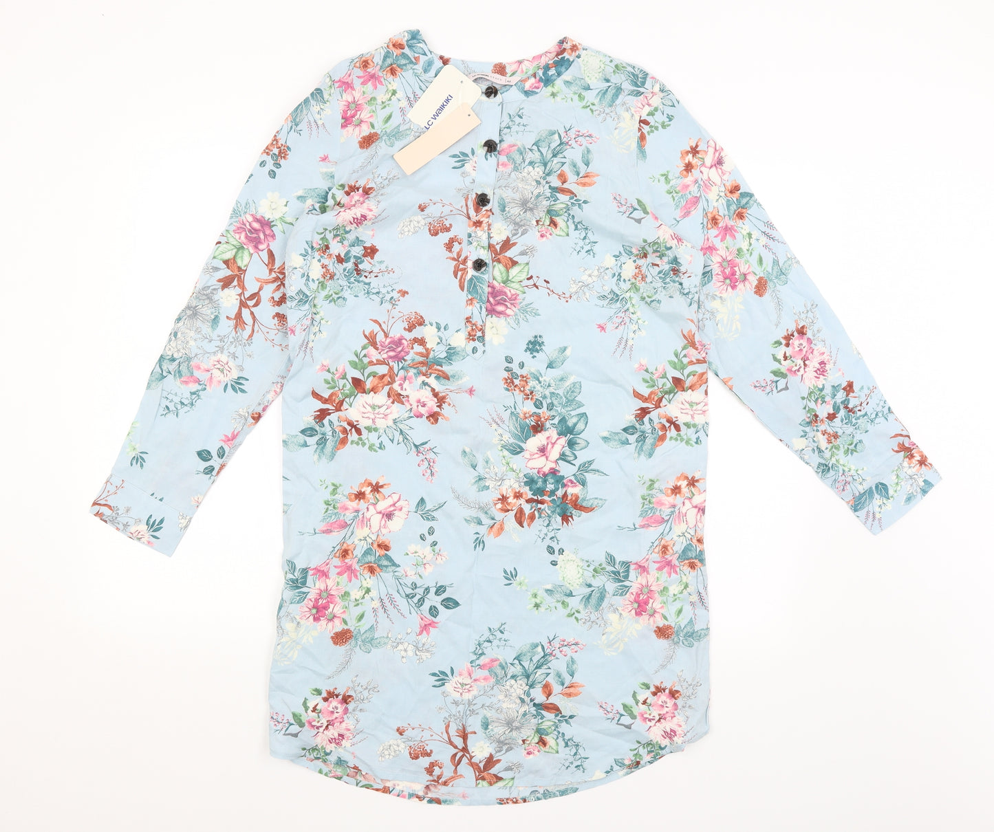 LC Waikiki Womens Blue Floral  Shirt Dress  Size 14