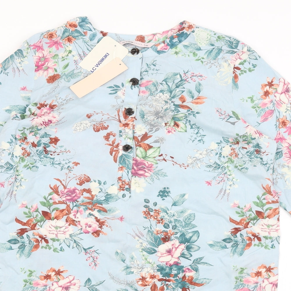 LC Waikiki Womens Blue Floral  Shirt Dress  Size 14