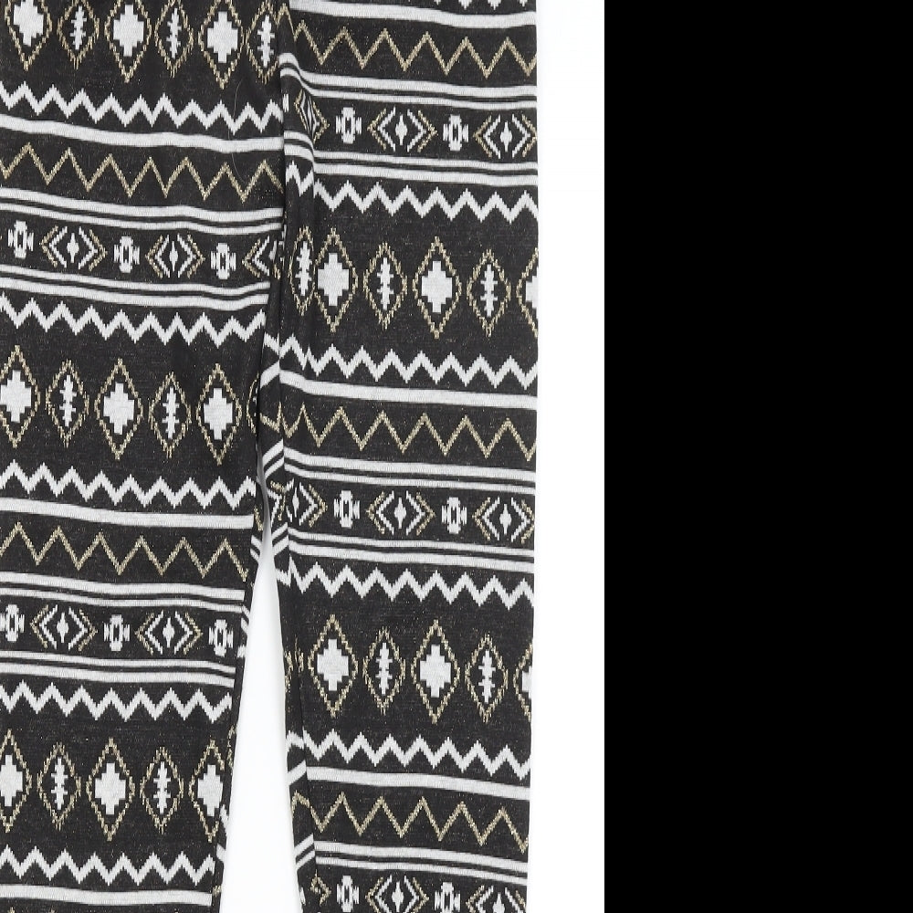 Terranova Womens Black Geometric  Capri Leggings Size S L29 in