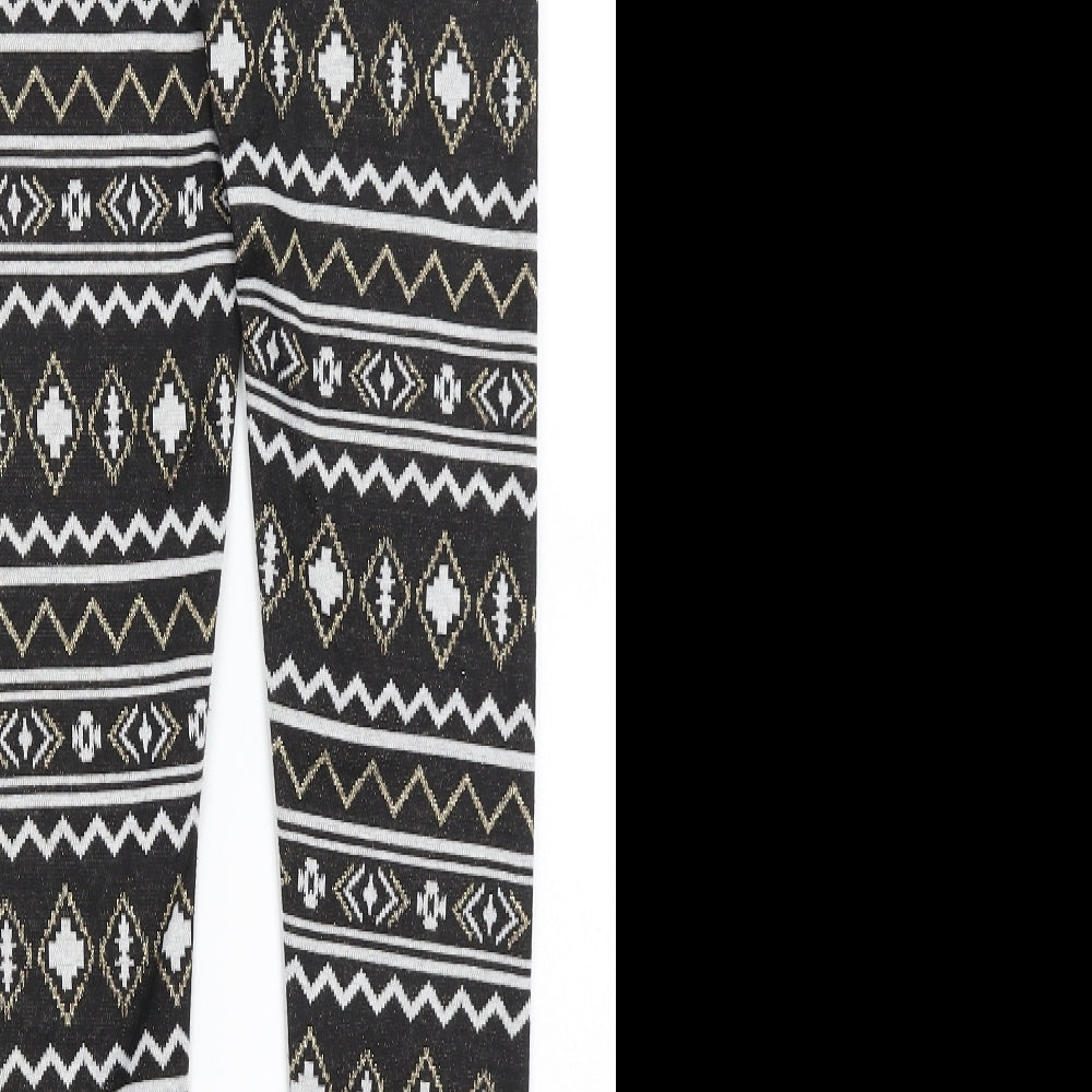 Terranova Womens Black Geometric  Capri Leggings Size S L29 in