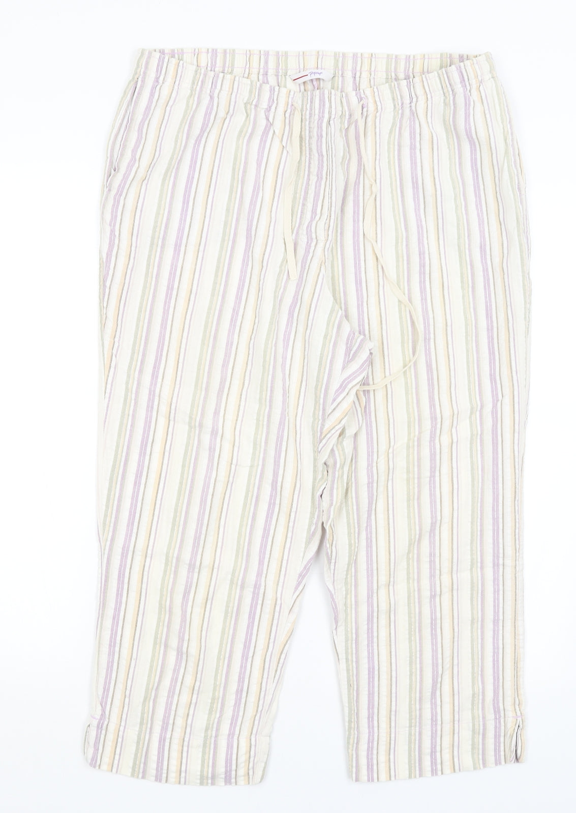 Papaya Womens Beige Striped  Capri Pyjama Pants Size 16