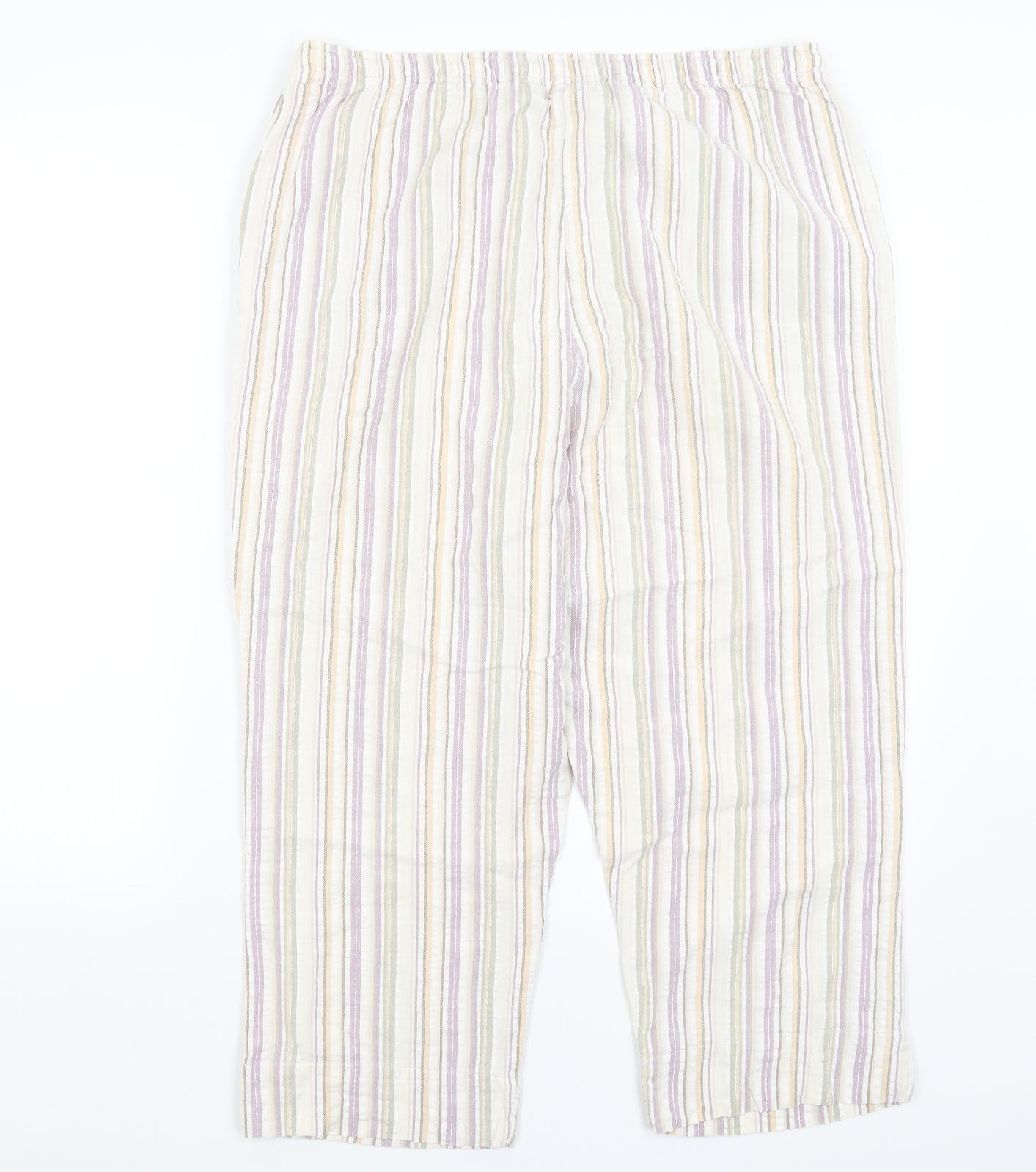 Papaya Womens Beige Striped  Capri Pyjama Pants Size 16