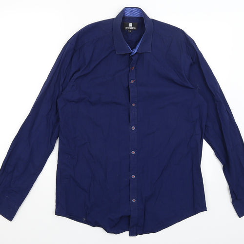 Peter Werth Mens Blue    Dress Shirt Size 16