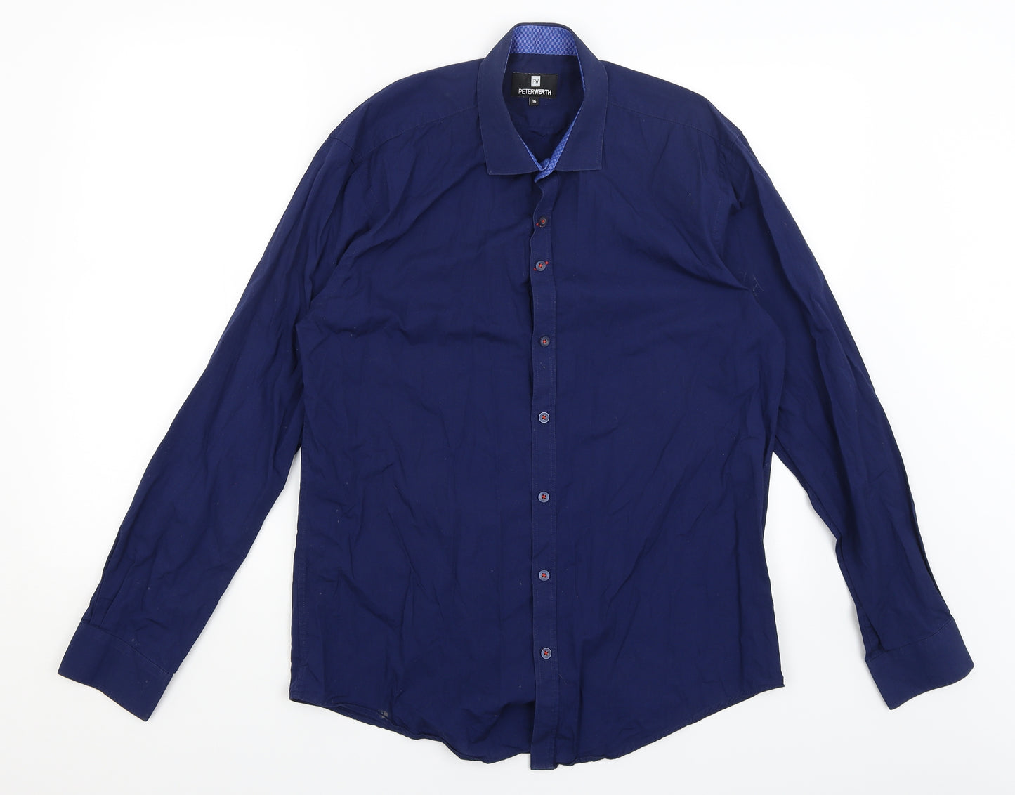 Peter Werth Mens Blue    Dress Shirt Size 16