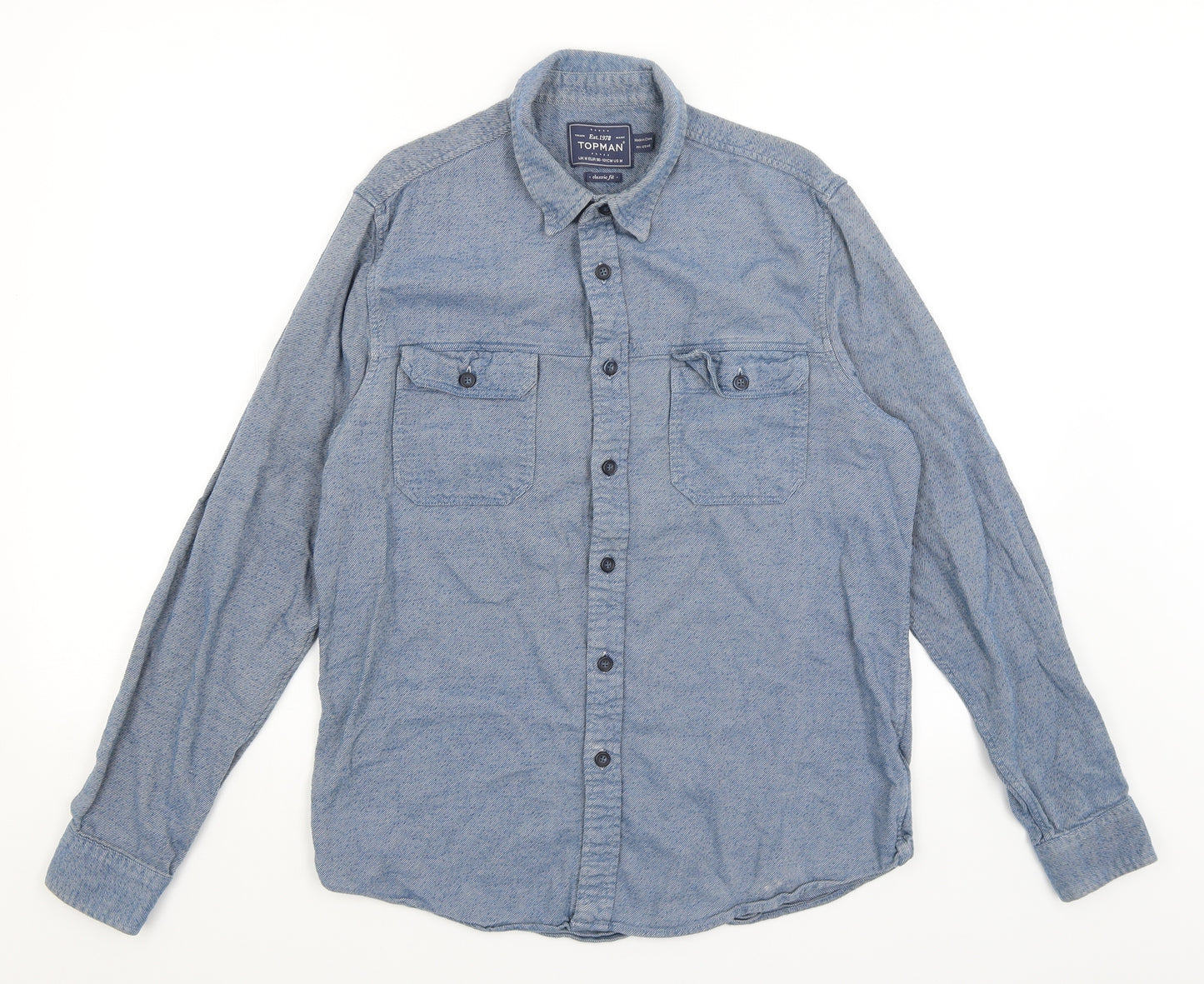 Topman Mens Blue    Button-Up Size M