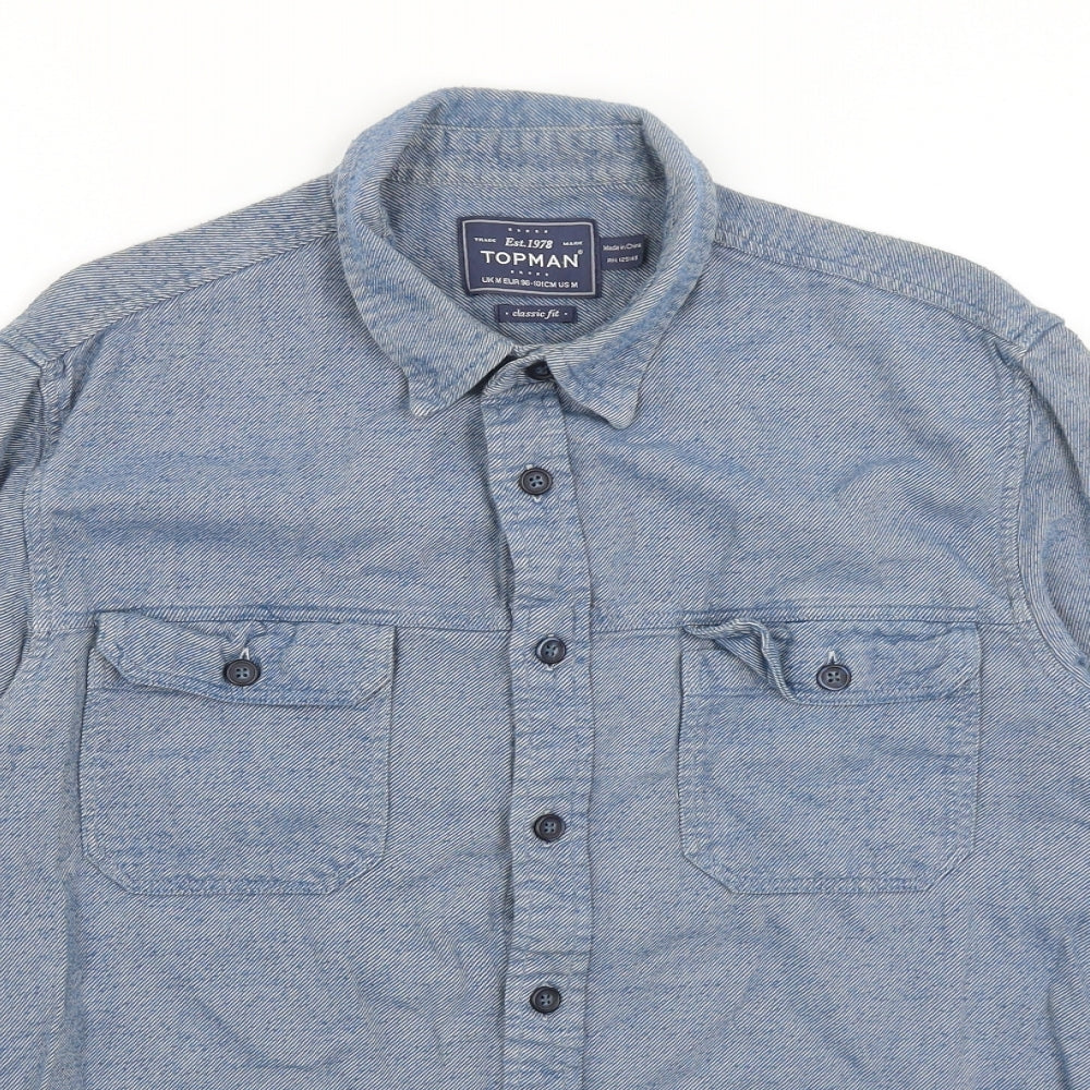 Topman Mens Blue    Button-Up Size M
