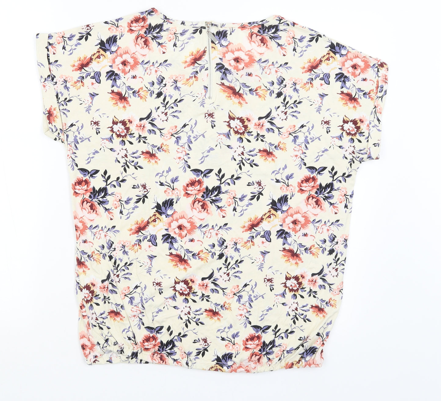Peacocks Womens Ivory Floral  Basic T-Shirt Size 16