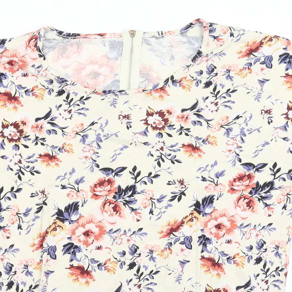 Peacocks Womens Ivory Floral  Basic T-Shirt Size 16